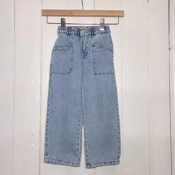 ZARA EUC Elastic Waist Wide Leg Blue Jeans - Picture 1 of 1